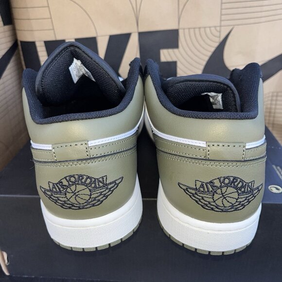 NEW Nike Air Jordan 1 Low Black Toe Medium Olive Green 553558-092 - Picture 4 of 6